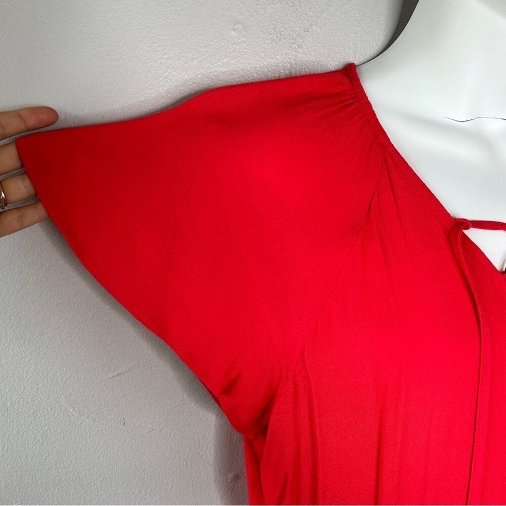 MADEWELL Mini Dress Womens Size Medium Red Ruffle Sleeve Crepe Lightweight Flowy - Picture 3 of 7